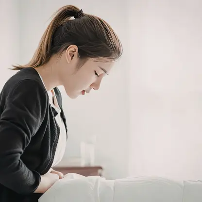 a woman experiencing extreme period cramps